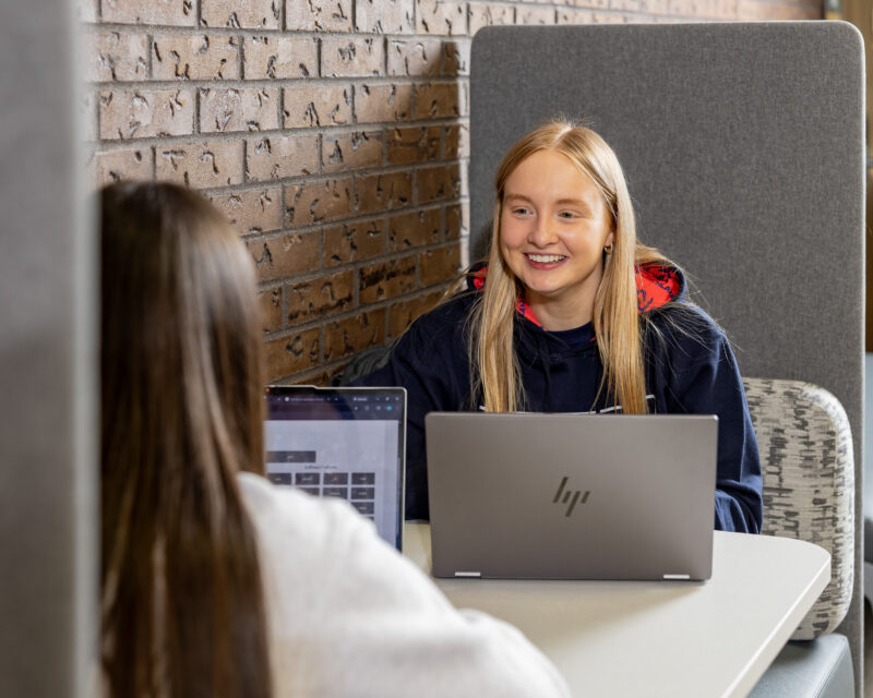 Northland student studying on campus.