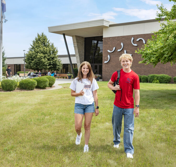 Students standing outside of campus.