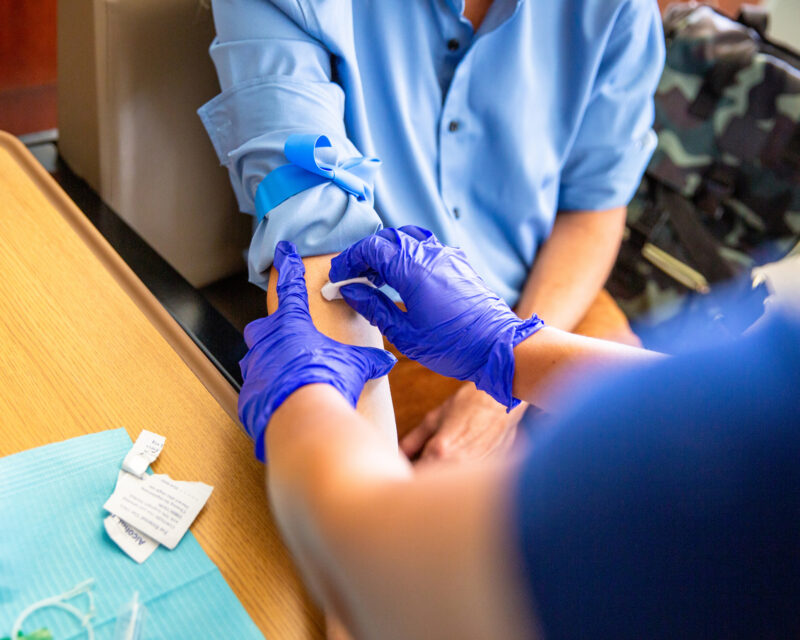 Closeup Phlebotomy Blood Draw supplies in Hospital