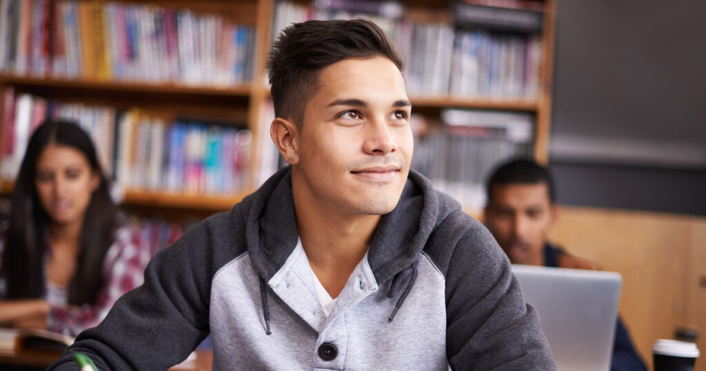 Student in class