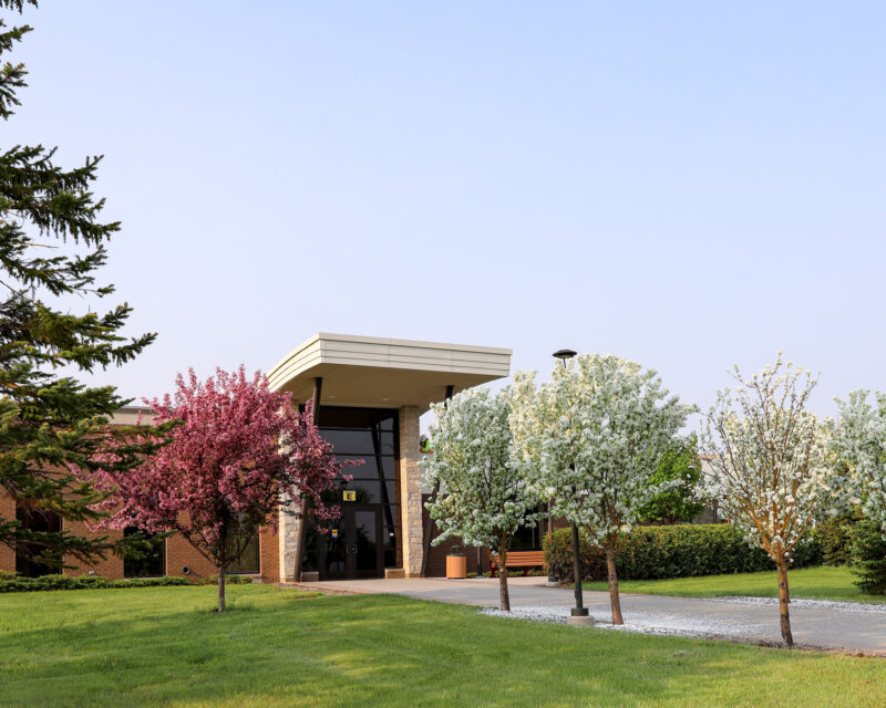 East Grand Forks campus building with trees