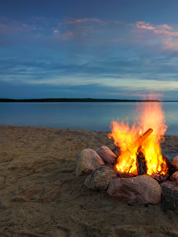 Fire by the lake