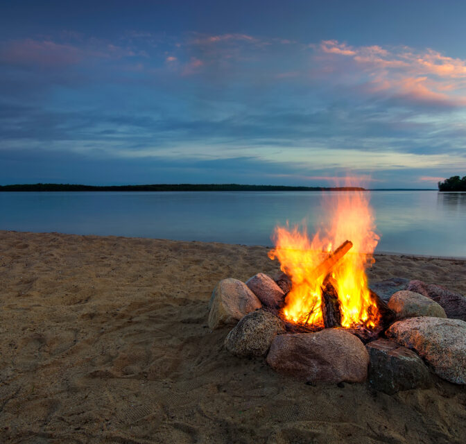 Fire by the lake