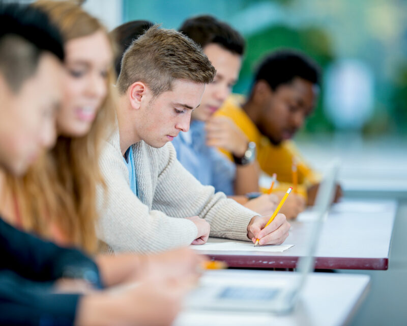 Student in class