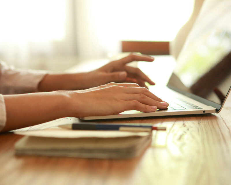 Student studying on a laptop