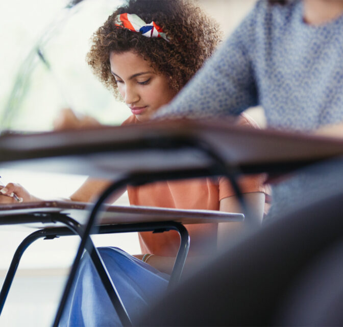 Student studying at desk