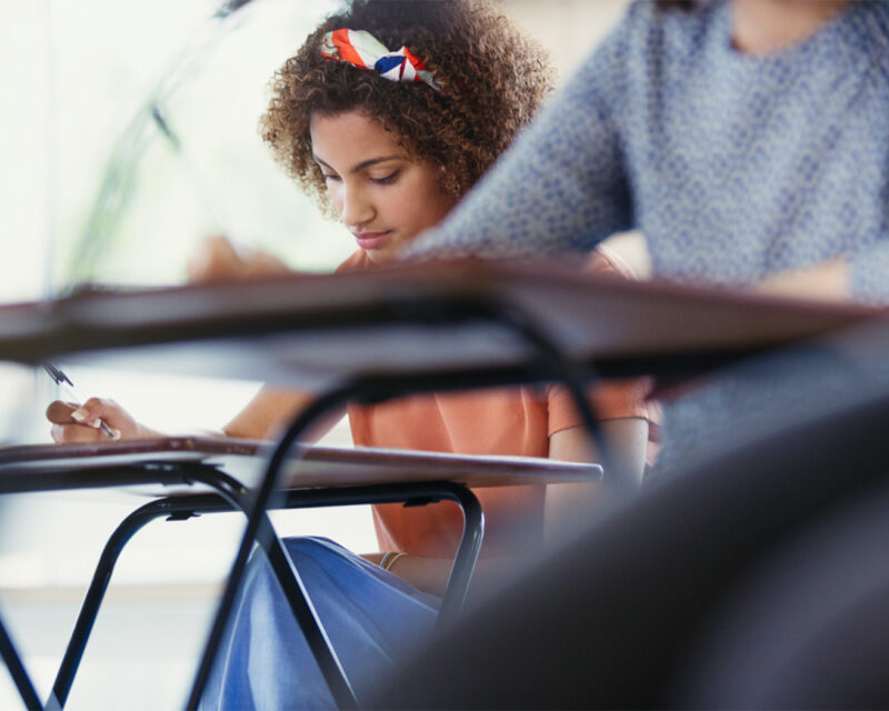 Student studying at desk