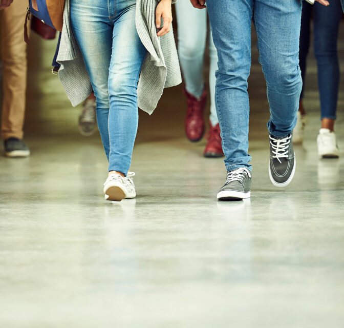 Students walking